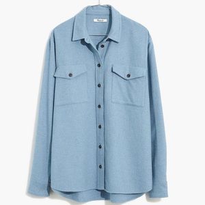 Madewell Blue Flannel Oversized Ex-Boyfriend Shirt Shacket